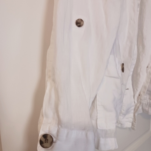 Coldwater Creek Linen Casual Chic White Jacket Drawstring - Picture 10 of 14